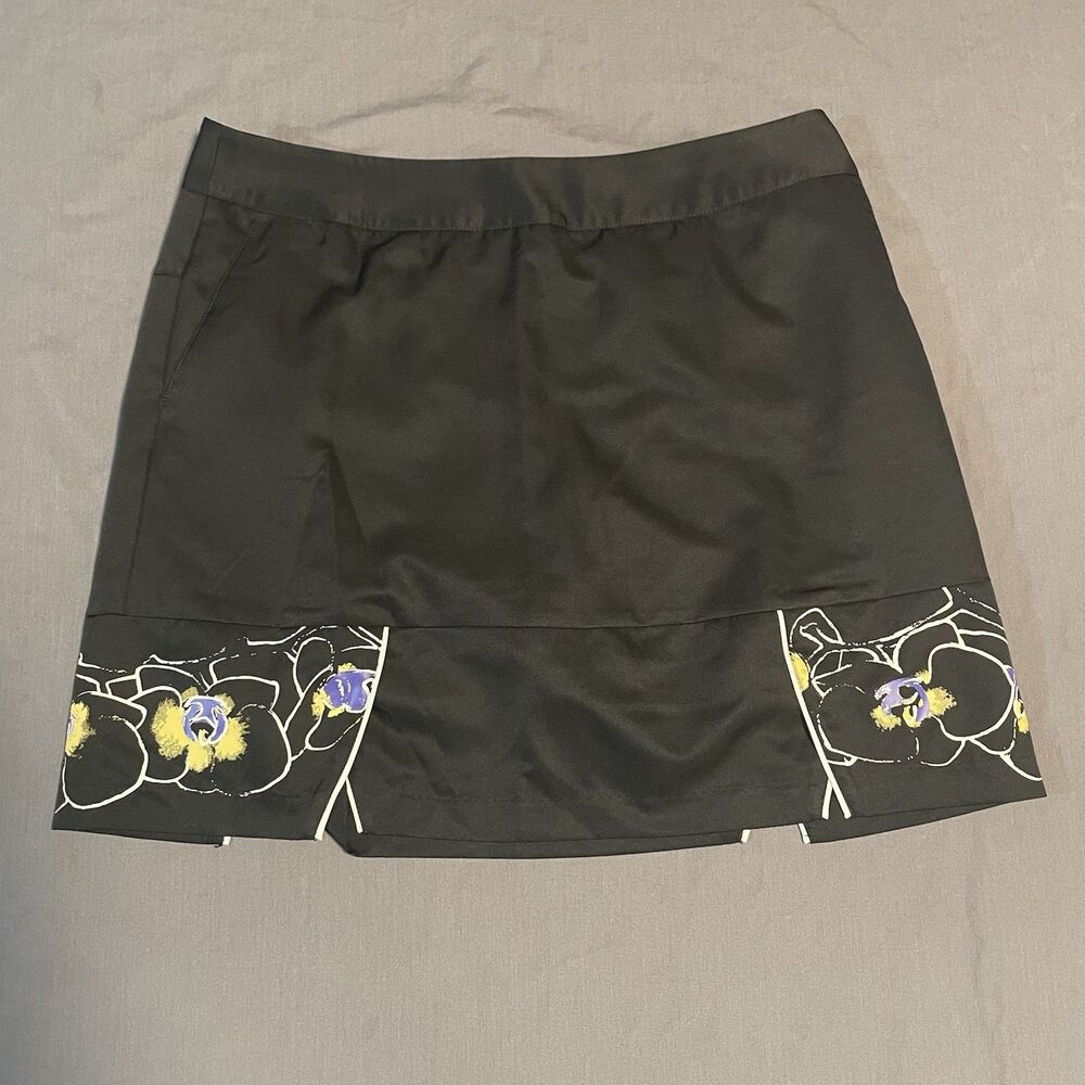 Adidas Women's 8 Climacool Orchid Floral Tennis Golf Skirt Skort Black Stretch